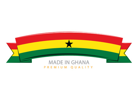 Made in Ghana Ribbon, Ghanaian Flag (Vector Art)のイラスト素材
