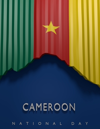 Abstract 3D Cameroon Flag, Cameroon Africa Colors (3D Render)の写真素材