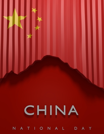 Abstract 3D China Flag, Chinese Colors (3D Render)の写真素材