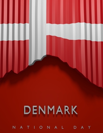 Flag Denmark Render, Danish Flag (3D Render)の写真素材