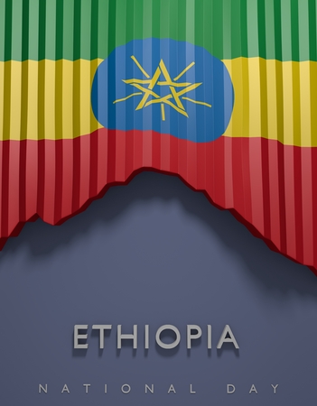 Flag Ethiopia render, Ethiopian Flag (3D Render)の写真素材
