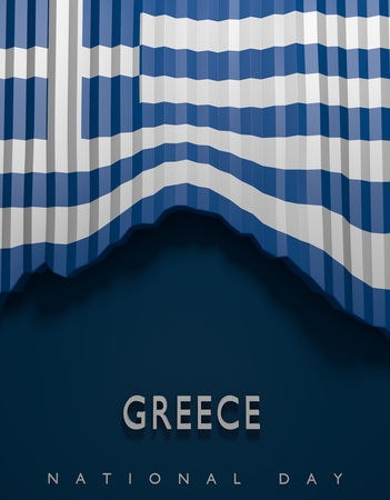 Flag Greece Colors, Greek 3D Flag (3D Render)の写真素材