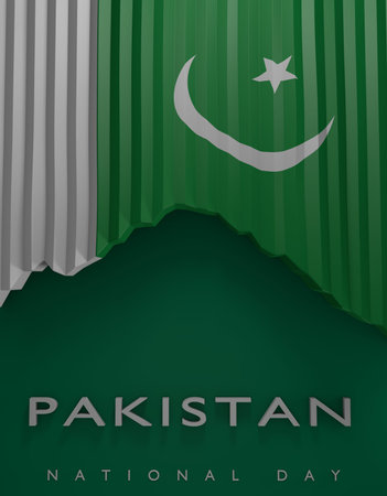 Flag Pakistan Render, Pakistani 3D Flag (3D Render)の写真素材