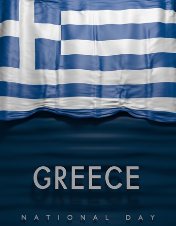 Flag Greece Colors, Greek 3D Flag (3D Render)の写真素材