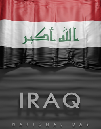 Flag Iraq Colors, Iraqi 3D Flag (3D Render)の写真素材