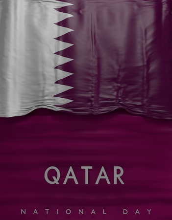 Flag Qatar Seal, Qatari Flag (3D Render)の写真素材