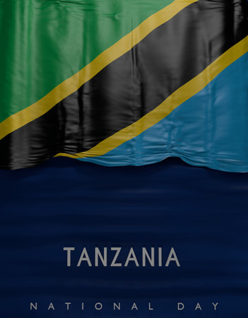 Flag Tanzanian Colors, Tanzania Flag (3D Render)の写真素材