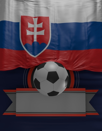 Soccer ball, Football, Flag Slovakian Colors, Slovakia Flag (3D Render)の写真素材