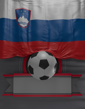 Soccer ball, Football, Flag Slovenian Colors, Slovenia Flag (3D Render)の写真素材
