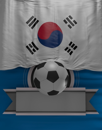 Soccer ball, Football, Flag South Korean Colors, South Korea Flag (3D Render)の写真素材