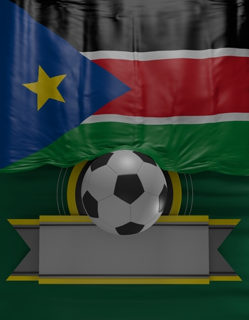 Soccer ball, Football, Flag South Sudanese Colors, South Sudan Flag (3D Render)の写真素材