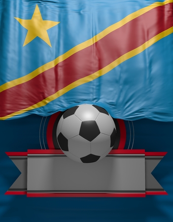 Soccer ball, Football, flag Congo render, Republic of the Congo Flag (3D render)の写真素材