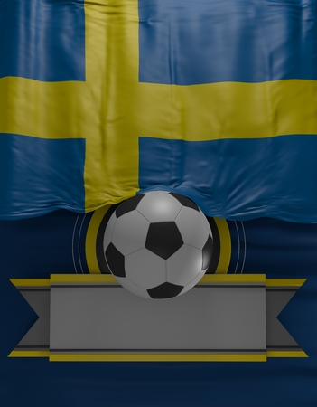 Soccer ball, Football, Flag Sweden Render, Swedish Flag (3D Render)の写真素材