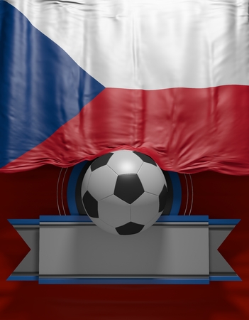Soccer ball, Football, Flag Czech Republic Render, Czech Flag (3D Render)の写真素材