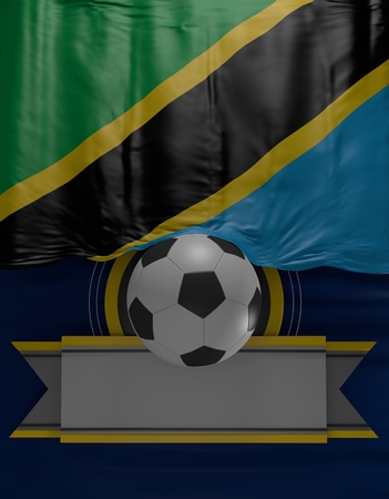 Soccer ball, Football, Flag Tanzanian Colors, Tanzania Flag (3D Render)の写真素材