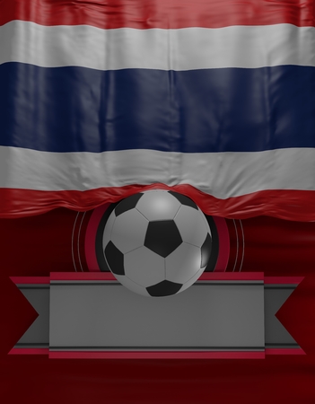 Soccer ball, Football, Flag Thai Colors, Thailand Flag (3D Render)の写真素材