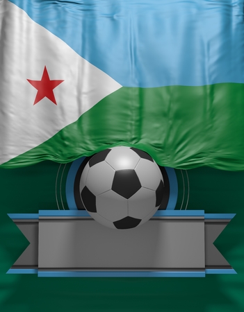 Soccer ball, Football, Flag Djibouti render, Djiboutin Flag (3D Render)の写真素材