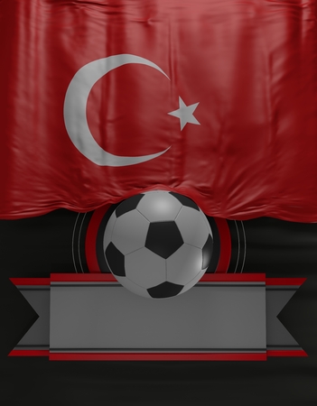 Soccer ball, Football, Flag Turkish Colors, Turkey Flag (3D Render)の写真素材