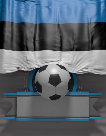 Soccer ball, Football, Flag Estonia render, Estonian Flag (3D Render)の写真素材
