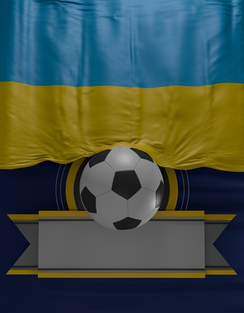 Soccer ball, Football, Flag Ukrainian Colors, Ukraine Flag (3D Render)の写真素材