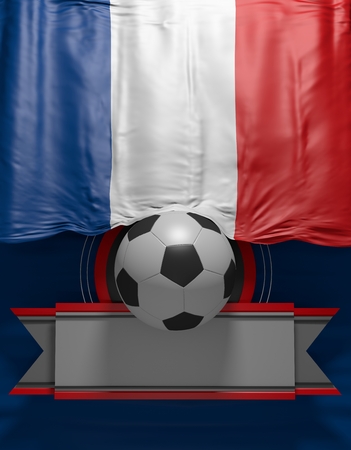 Soccer ball, Football, Flag France Colors, French 3D Flag (3D Render)の写真素材