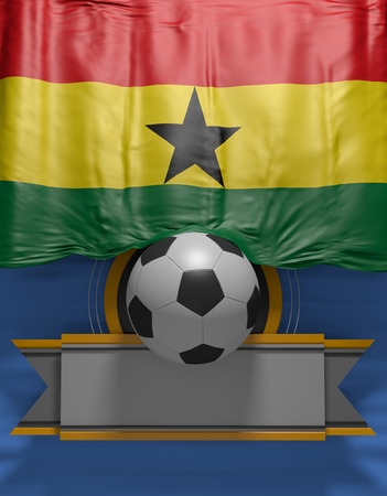 Soccer ball, Football, Flag Ghana render, Ghanaian Flag (3D Render)の写真素材