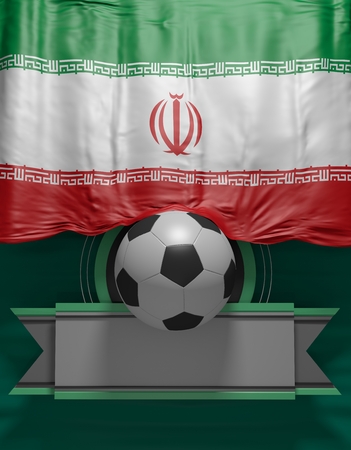 Soccer ball, Football, flag Iran render, Iranian Flag (3D Render)の写真素材