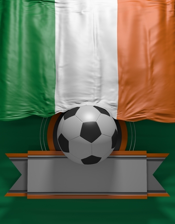 Soccer ball, Football, Flag Ireland render, Irish Flag (3D Render)の写真素材
