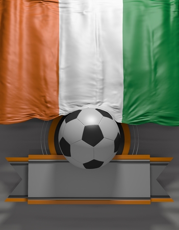 Soccer ball, Football, Flag Côte dIvoire Render, Ivory Coast 3D Flag (3D Render)の写真素材