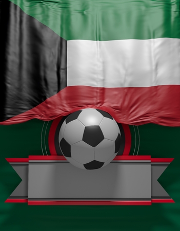 Soccer ball, Football, Flag Kuwait render, Kuwaiti Flag (3D Render)の写真素材