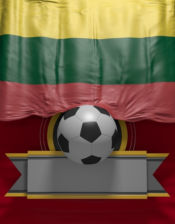 Soccer ball, Football flag Lithuania 3D render, Lithuanian Flag (3D Render)の写真素材