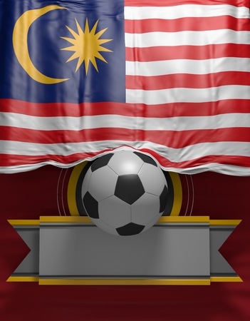 Soccer ball, Football, Flag Malaysia Render, Malaysian 3D Flag (3D Render)の写真素材