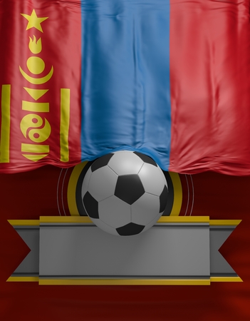 Soccer ball, Football, Flag Mongolia Render, Mongolian 3D Flag (3D Render)の写真素材