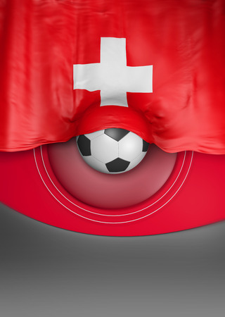 Flag Swiss Colors, switzerland Flag (3D Render)の写真素材