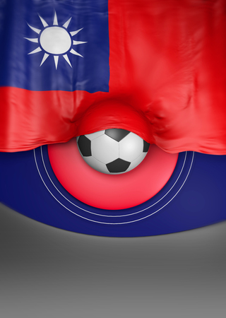 Flag Taiwanese Colors, Taiwan Flag (3D Render)の写真素材