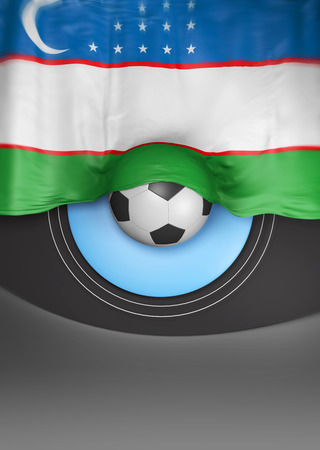 Flag Uzbekistani Colors, Uzbekistan Flag (3D Render)の写真素材