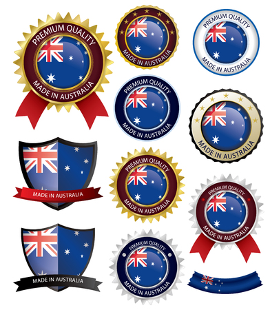 Made in Australia Seal, Australian Flag (Vector Art)(EPS10)のイラスト素材