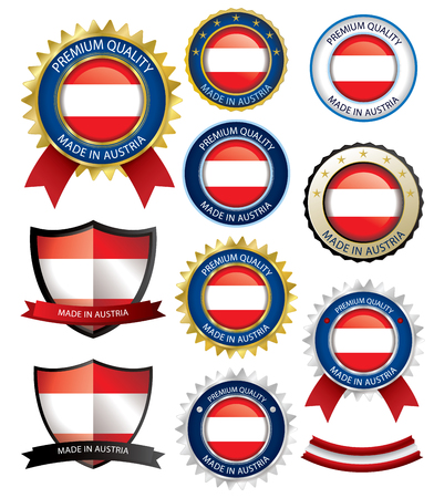 Made in Austria Seal, Austrian Flag (Vector Art)(EPS10)のイラスト素材