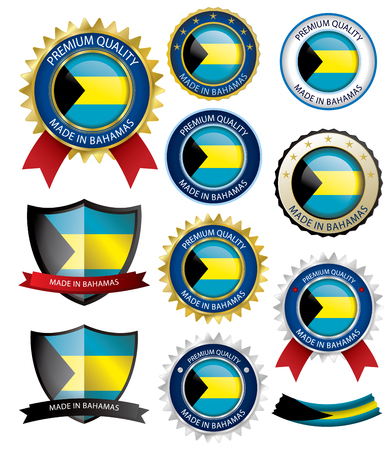 Made in Bahamas Seal, Bahamian Flag (Vector Art)(EPS10)のイラスト素材