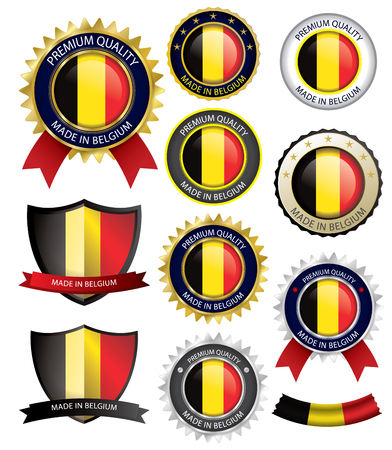 Made in Belgium Seal, Belgian Flag (Vector Art)(EPS10)のイラスト素材