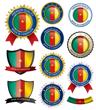 Made in Cameroun Seal, Cameroon Flag (Vector Art)(EPS10)のイラスト素材
