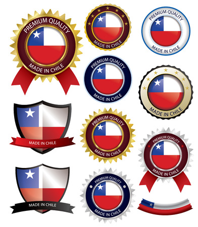 Made in Chile Seal, Chilean Flag (Vector Art)(EPS10)のイラスト素材