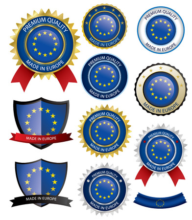Made in EU Seal, European Flag (Vector Art)(EPS10)のイラスト素材