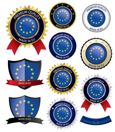 Made in EU Seal, European Flag (Vector Art)(EPS10)のイラスト素材