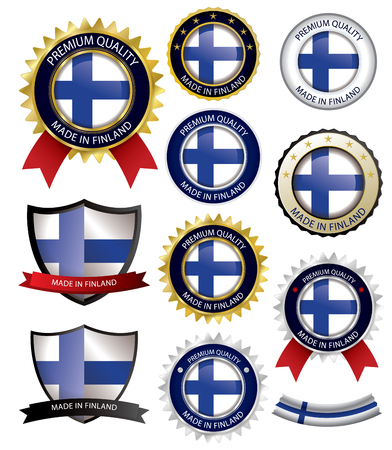 Made in Finland Seal, Finnish Flag (Vector Art)(EPS10)のイラスト素材