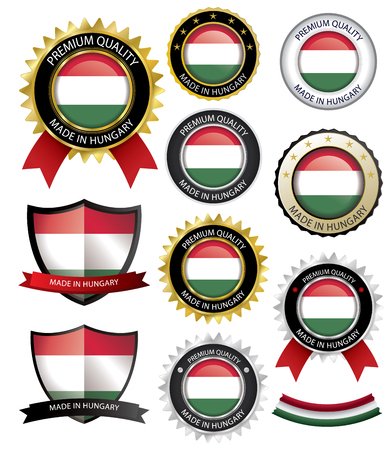 Made in Hungary Seal, Hungarian Flag (Vector Art)(EPS10)のイラスト素材