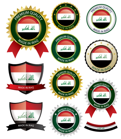 Made in Iraq Seal, Iraqi Flag (Vector Art)(EPS10)のイラスト素材