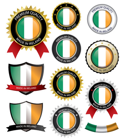 Made in Ireland Seal, Irish Flag (Vector Art)(EPS10)のイラスト素材