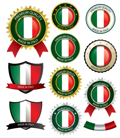 Made in Italy Seal, Italian Flag (Vector Art)(EPS10)のイラスト素材