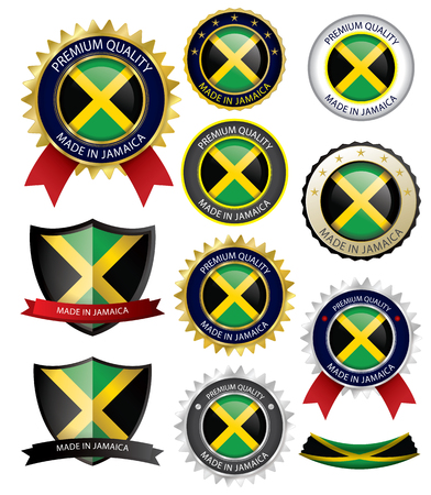 Made in Jamaica Seal, Jamaican Flag (Vector Art)(EPS10)のイラスト素材